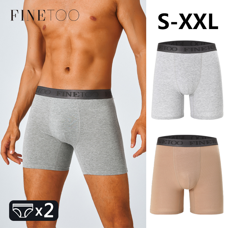 2pcs Cotton Long Boxers For Me - Boxer Brief Pack Cotton recension och pris