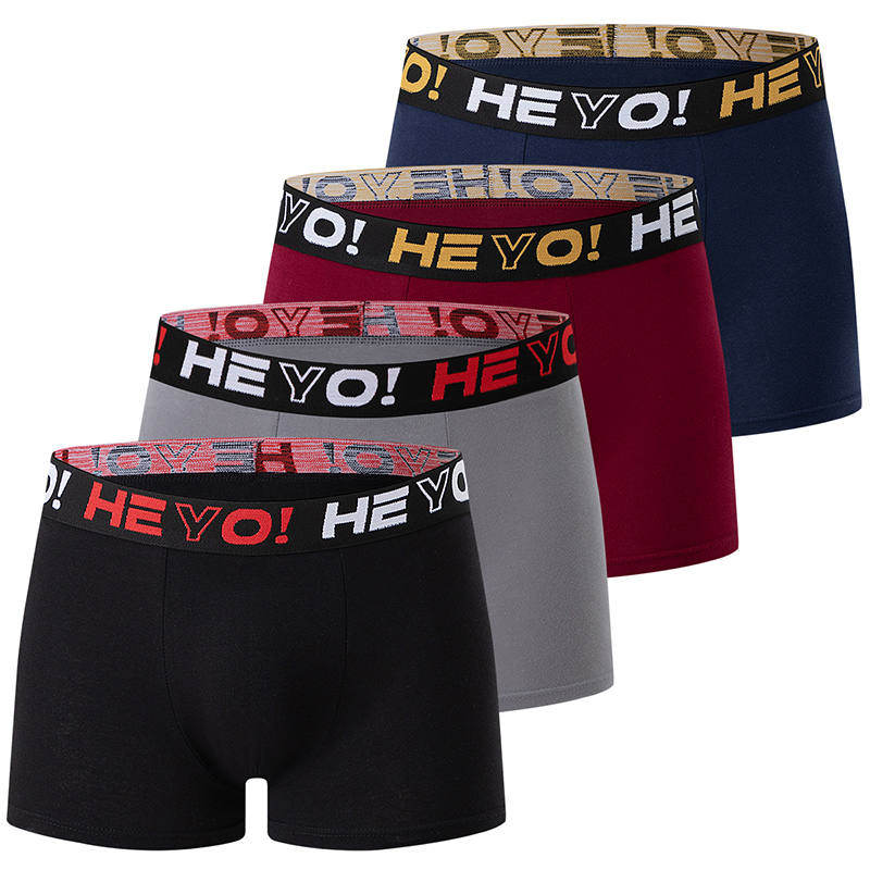 4-piece set of men's solid col - Boxer Brief Pack Cotton recension och pris